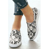 White Snakeskin Print Slip-on Loafer
