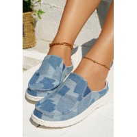 Sky Blue Color Block Slip-on Canvas Slippers
