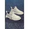 White Solid Color Lace-up Round Toe Men's Sports Shoes